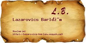 Lazarovics Barlám névjegykártya